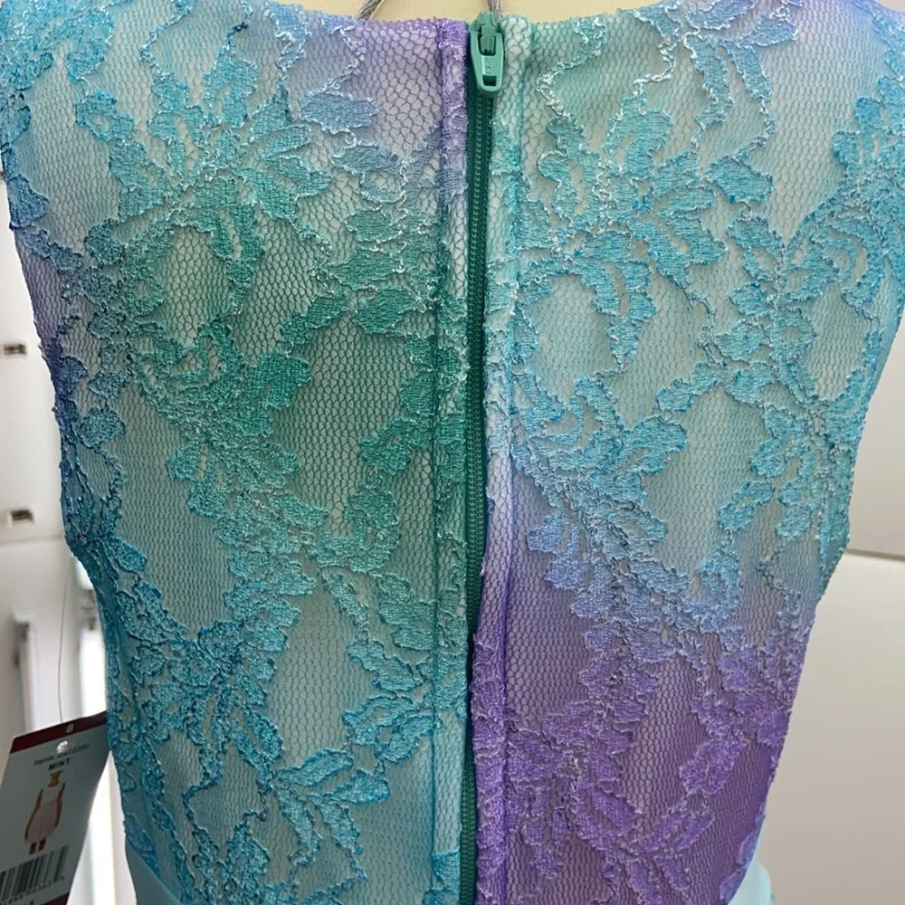 Boutique Emily Rose Hi Lo Rhinestone waistline tie ribbon‎ back w/ zipper